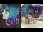 BLUE HAIR FADING INTO PURPLE OMBRE.